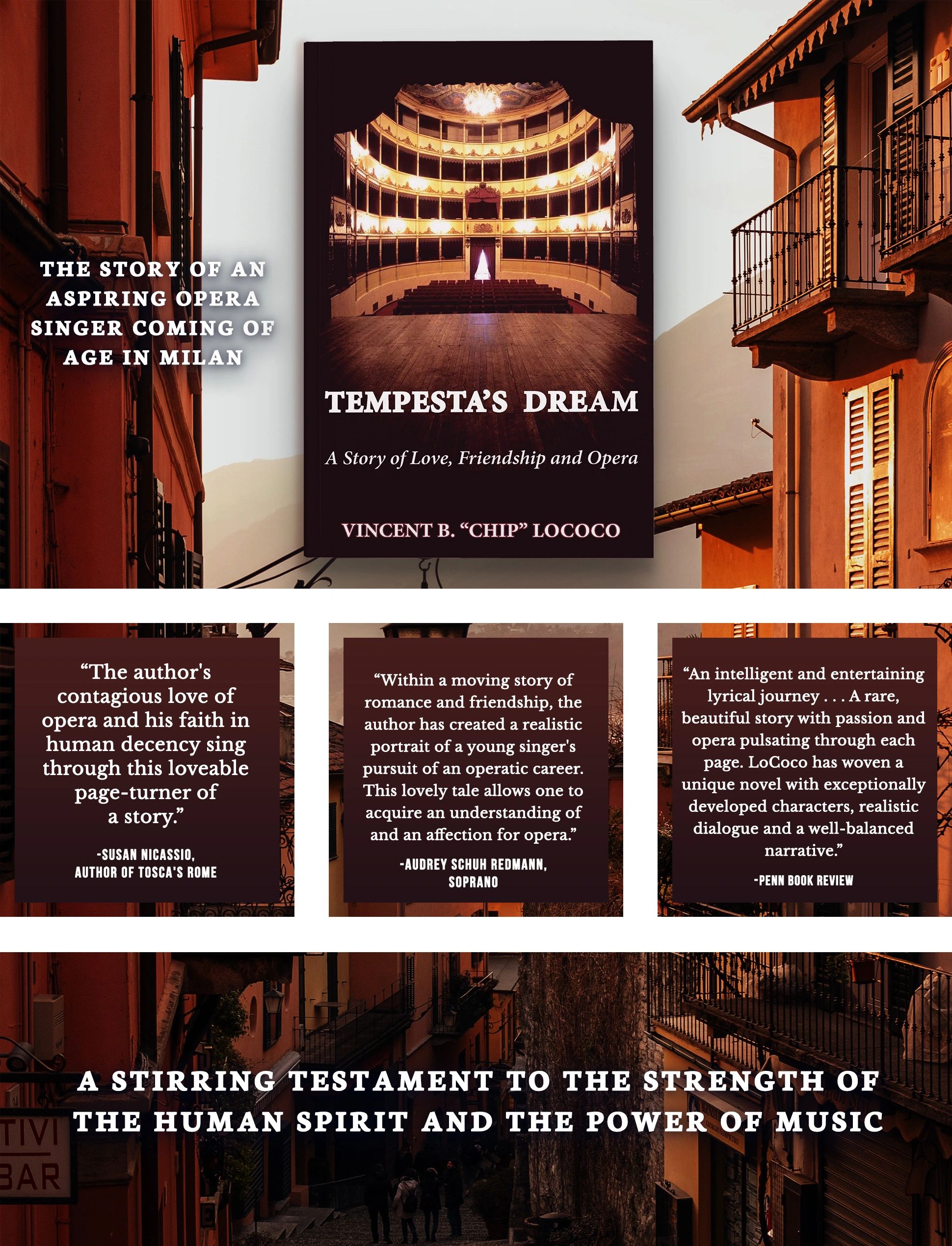 Opera. Italian Historical Fiction. Milan. Coming of age novel.