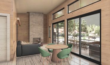 AREA SOCIAL EN LA CABAÑA DE MONTAÑA