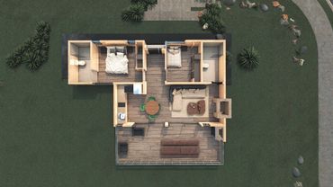 CABAÑA DE MONTAÑA CON AREAS SOCIALES EXCLUSIVAS Y DOS HABITACIONES EQUIPADAS