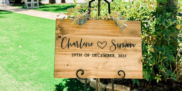 Wedding welcome sign Paradise Cove wedding - Central Florida Wedding Group