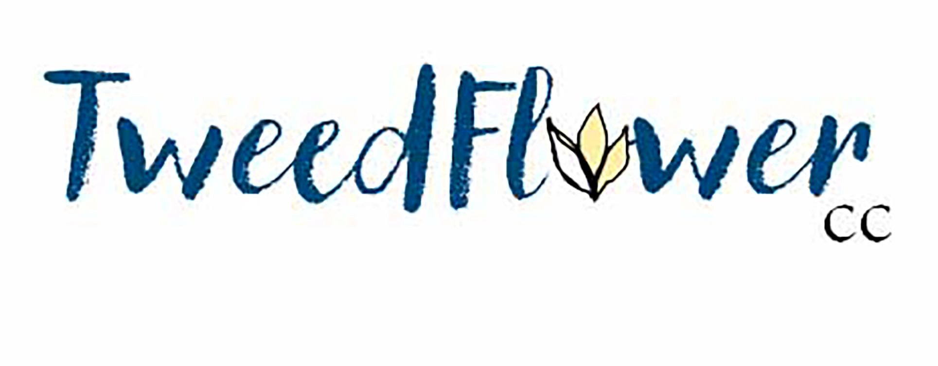 Handwritten logo saying TweedFlower with a flower design.
