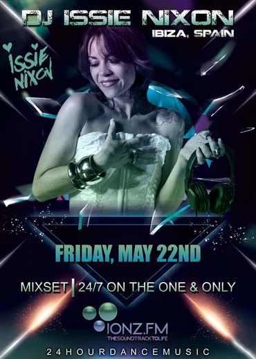 DJ Issie Nixon Ibiza Spain event poster.
