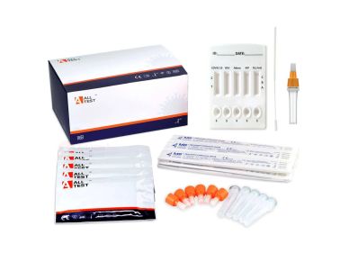 AllTest 6-in-1 MP professional respiratory test kit with product box and test components.