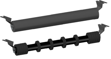 Steel and cushion disc return rollers.