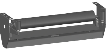 Self aligning return roller with training idlers.