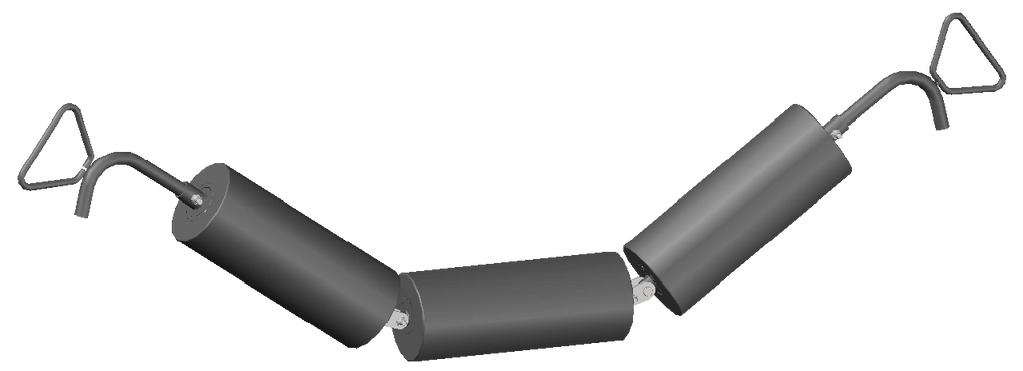 Catenary or "sausage style " top roller assembly with 5" rollers.