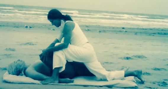 Thai massage move ~pressing folded leg into chest~ Stretches hip joint, hamstrings ~ yummy!...