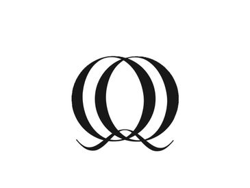 Stylized black double Q logo on a white background.