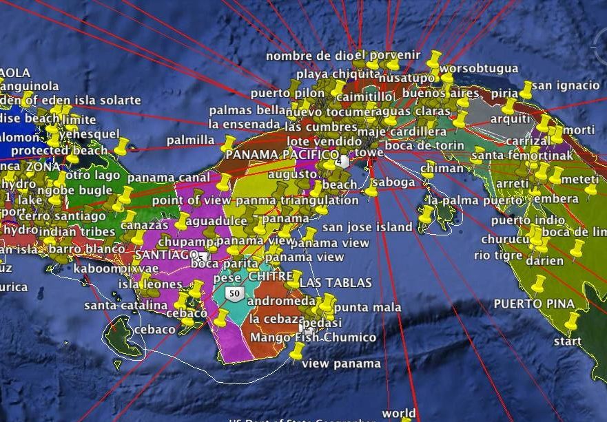 Panama Google Earth pinpoints