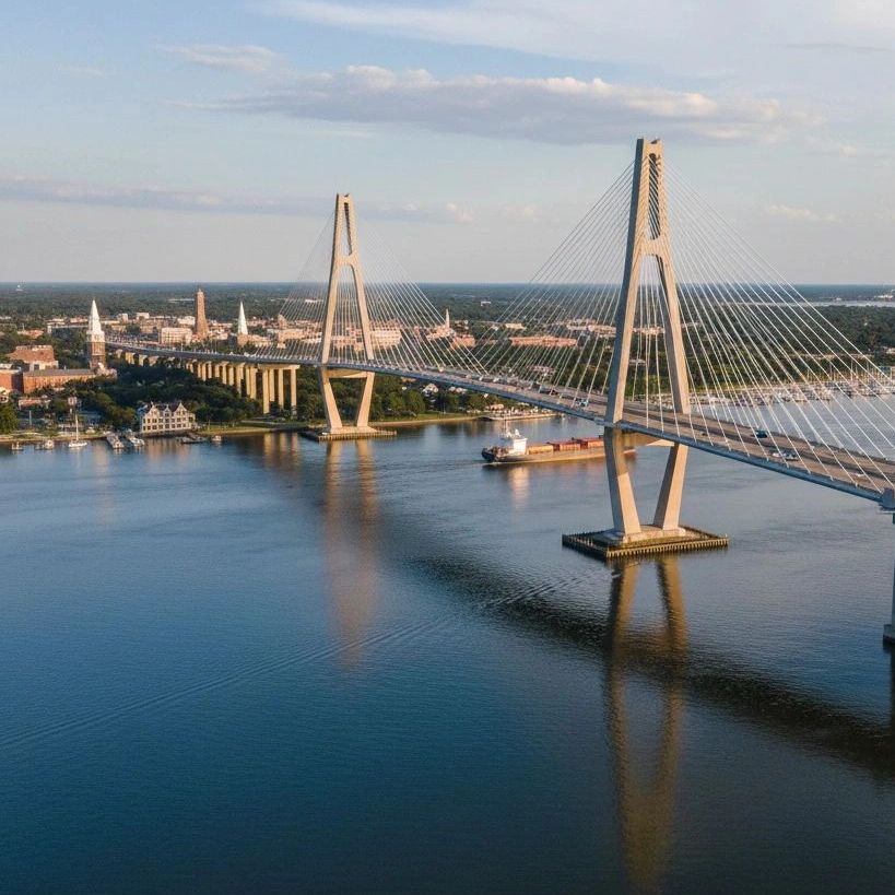 Ravenel bridge over Charleston Bay in South Carolina