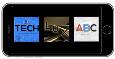 Three business logos displayed on a smartphone screen.
