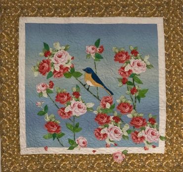 Symbols of the Empire State
(Eastern Bluebird at rest on Antique Roses)
36" w X 36" l