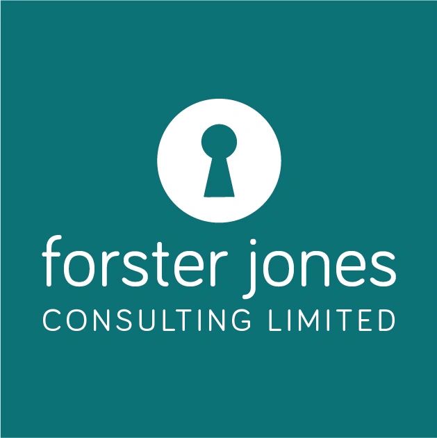 Forster Jones Consulting Limited logo with a keyhole symbol on a teal background.