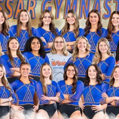 Girls gymnastic team group photo.