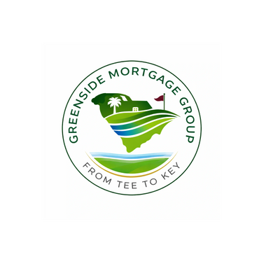 Logo of Greenside Mortgage Group with golf and house elements.