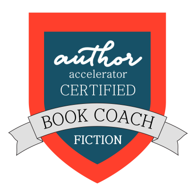 Certification badge for a fiction book coach by Author Accelerator.