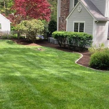 Exceptional lawncare of a yard by Pereira Landscaping in Hudson, MA.
