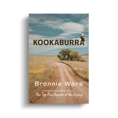 Book cover of 'Kookaburra' by Bronnie Ware with a rural dirt road and bird.