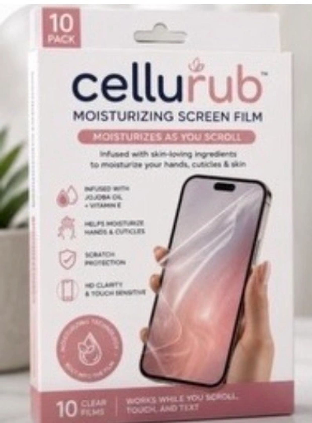 CelluRub moisturizing screen film pack for hands and cuticles.