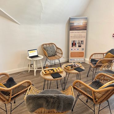 A room set up for a group of women to attend a Relaxed Return group session in Nottingham