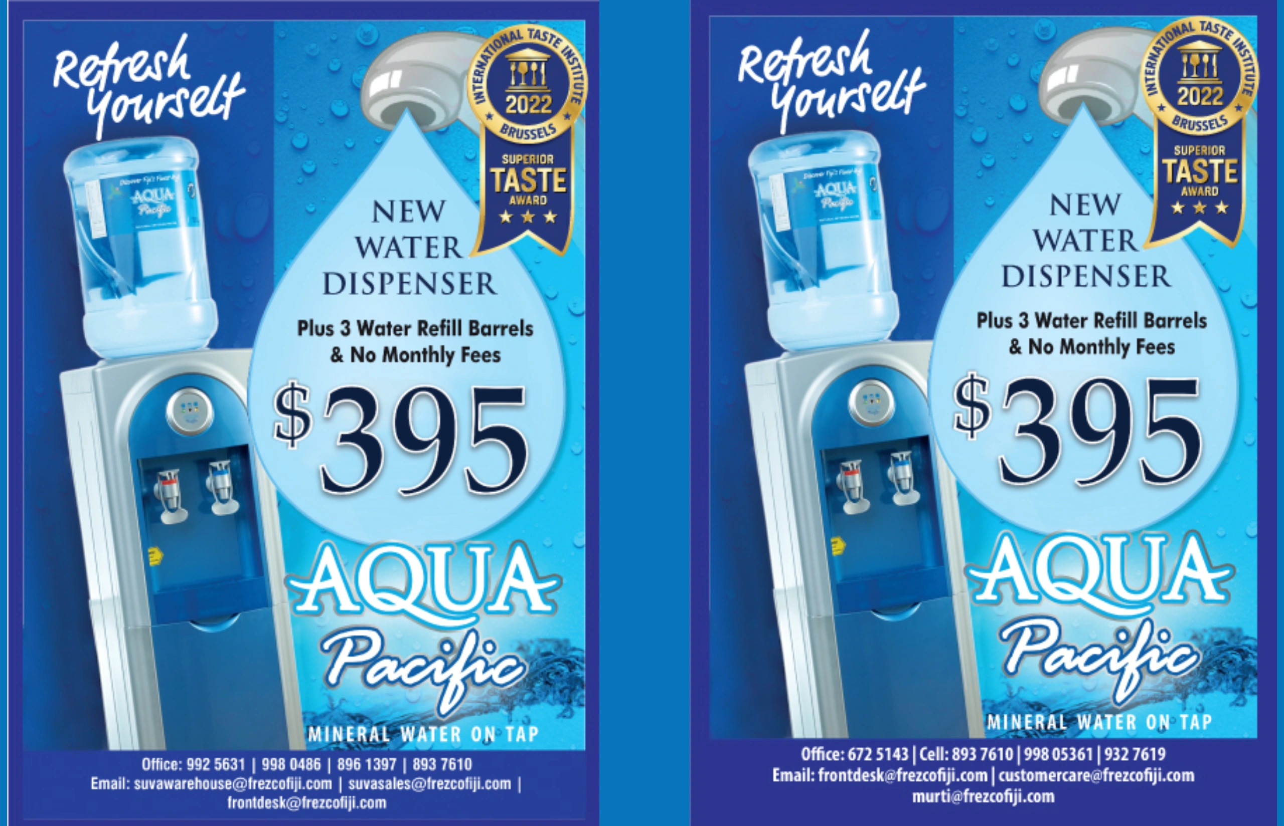 Aqua Pacific Dispenser - Natural Mineral Water on tap. Economical and convenient. Frezco Beverages.