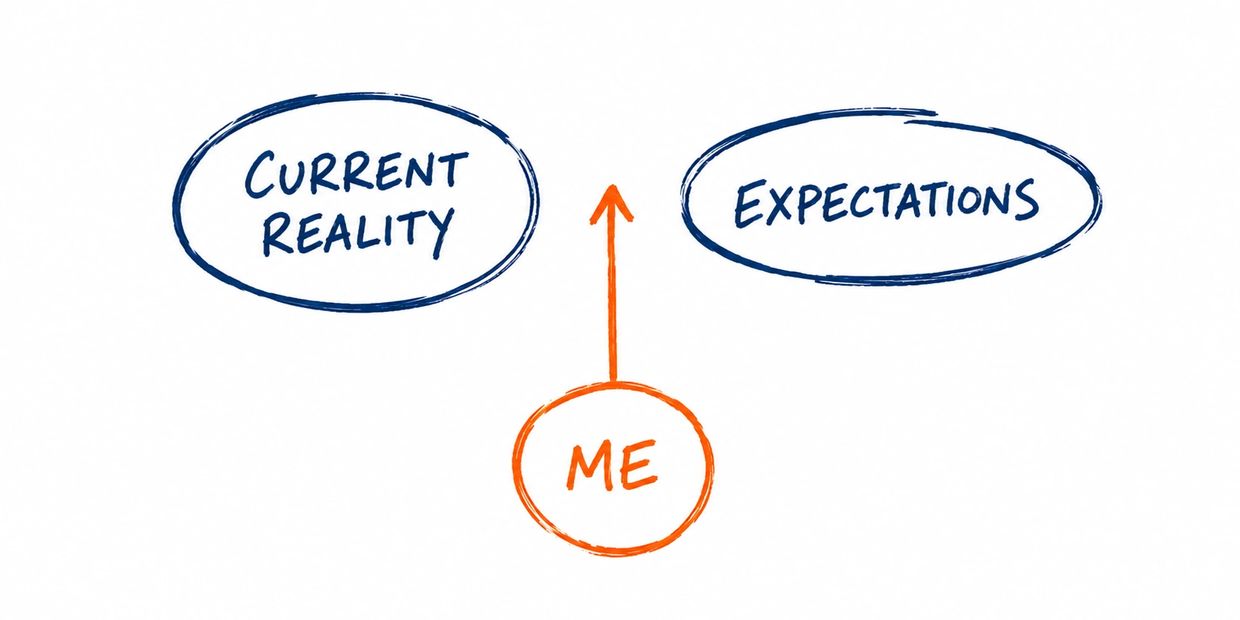 Christopher Lins works in the messy middle gap between your current reality and high expectations