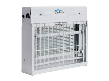 Electric insect zapper with protective grill.