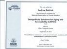 NAHB CAPS II Certification for Design/Build Aging and Accessibility awarded to Andrew Buttrick