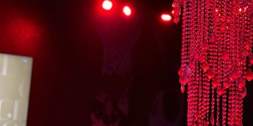 chandelier in red room