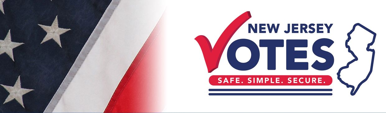 New Jersey Votes logo with American flag elements and state outline.