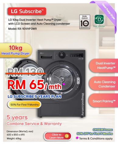 LG RX-10VHP3WR heat pump dryer for LG Subscribe Malaysia enquiry.