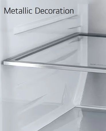 Premium metallic-trimmed shelves and bins create a clean, luxurious interior look.