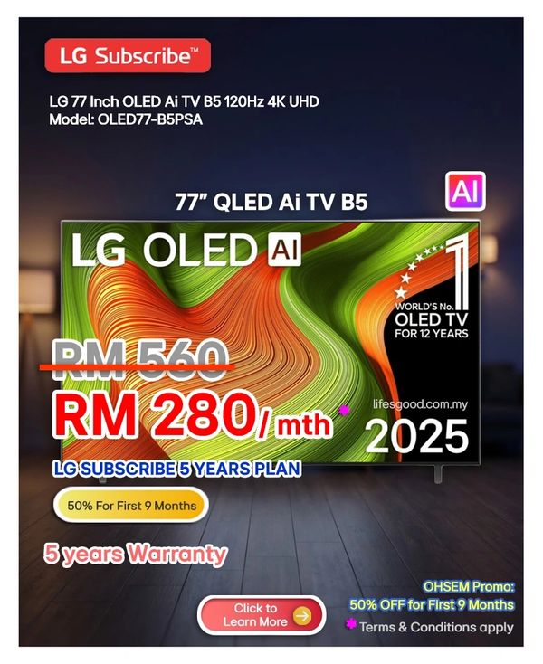 LG OLED77-B5PSA OLED TV for LG Subscribe Malaysia enquiry.