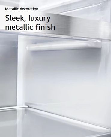 Interior shelves and rails with sleek metallic finish for a luxury look.