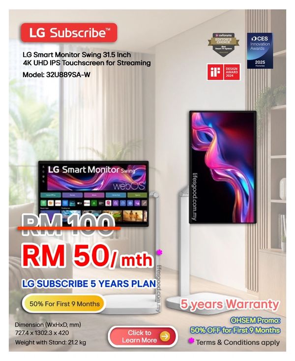 LG 32U889SA-W smart monitor for LG Subscribe Malaysia enquiry.