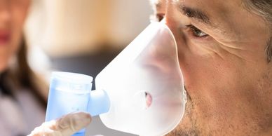 Man being treated for Chronic Obstructive Pulmonary Disease (COPD) with gas.