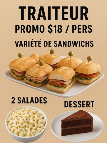 La solution idéale pour vos lunchs  — service traiteur sur mesure