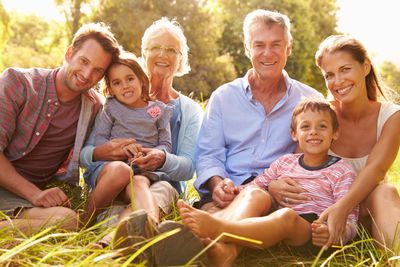 Families sitting in park in Sun Prairie, WI