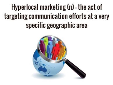 hyperlocal marketing the act of targeting communication efforts at a very specific geographic area