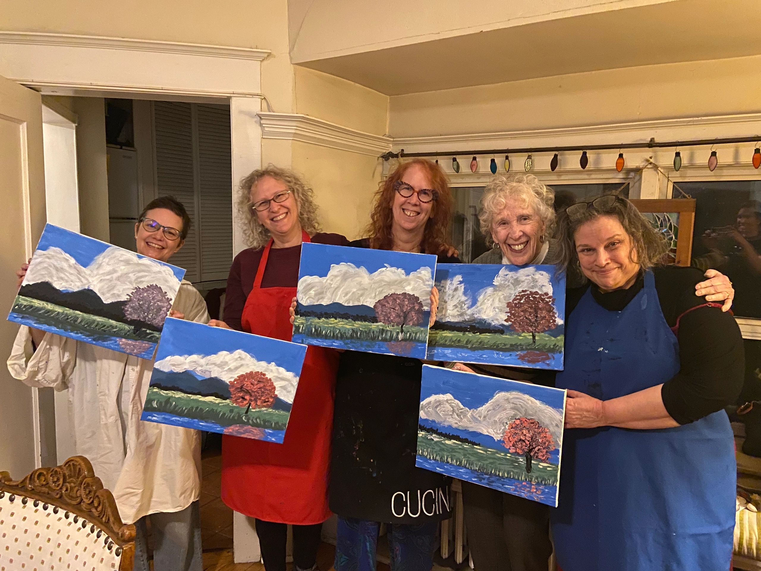 adult paint and sip party at home for birthday mobile paint party in Toronto