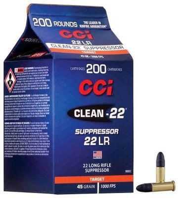 CCI Clean Suppressor Lead Round Nose 45 grains 1000 fps suppressor ready