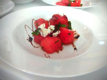 Watermelon salad with feta and balsamic