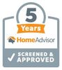 HomeAdvisor Screened and Certified 5+ years Award.