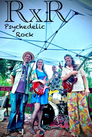 The band RXR playing at Cedar Stock on Trinity Lake in Trinity County, Ca.