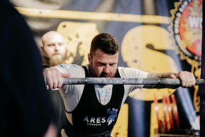 Getting ready for a big squat at competition