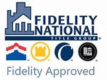 Logo of Fidelity National Title Group with Fidelity Approved badges.