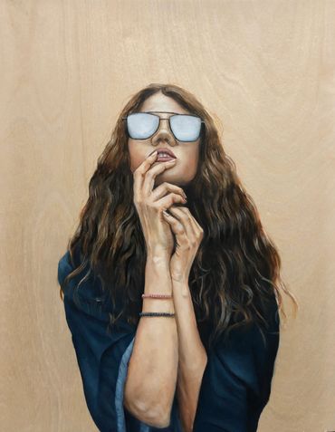 girl
sunglasses
long hair
painting
oil on wood
boho
hippie
