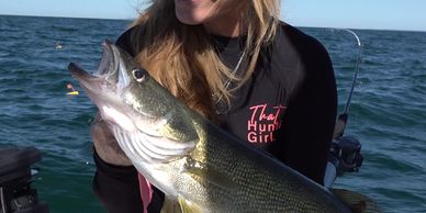 Fishing on Lake Erie for Walleye.
