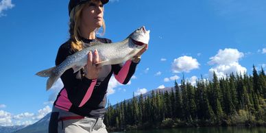 Fishing in the Yukon for lakers.