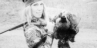 A girl with a grouse and a .410 shotgun.